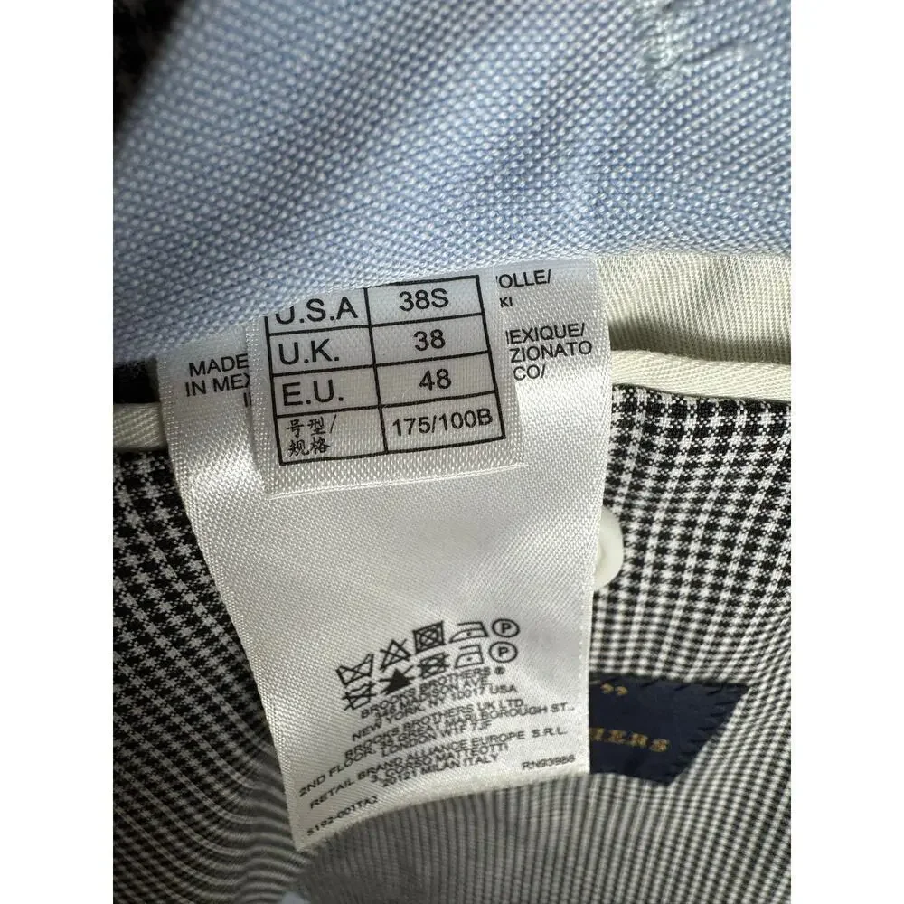 Brooks Brothers Mens Blazer Black White 38S 100% Cotton 346 Regent Sports Coat